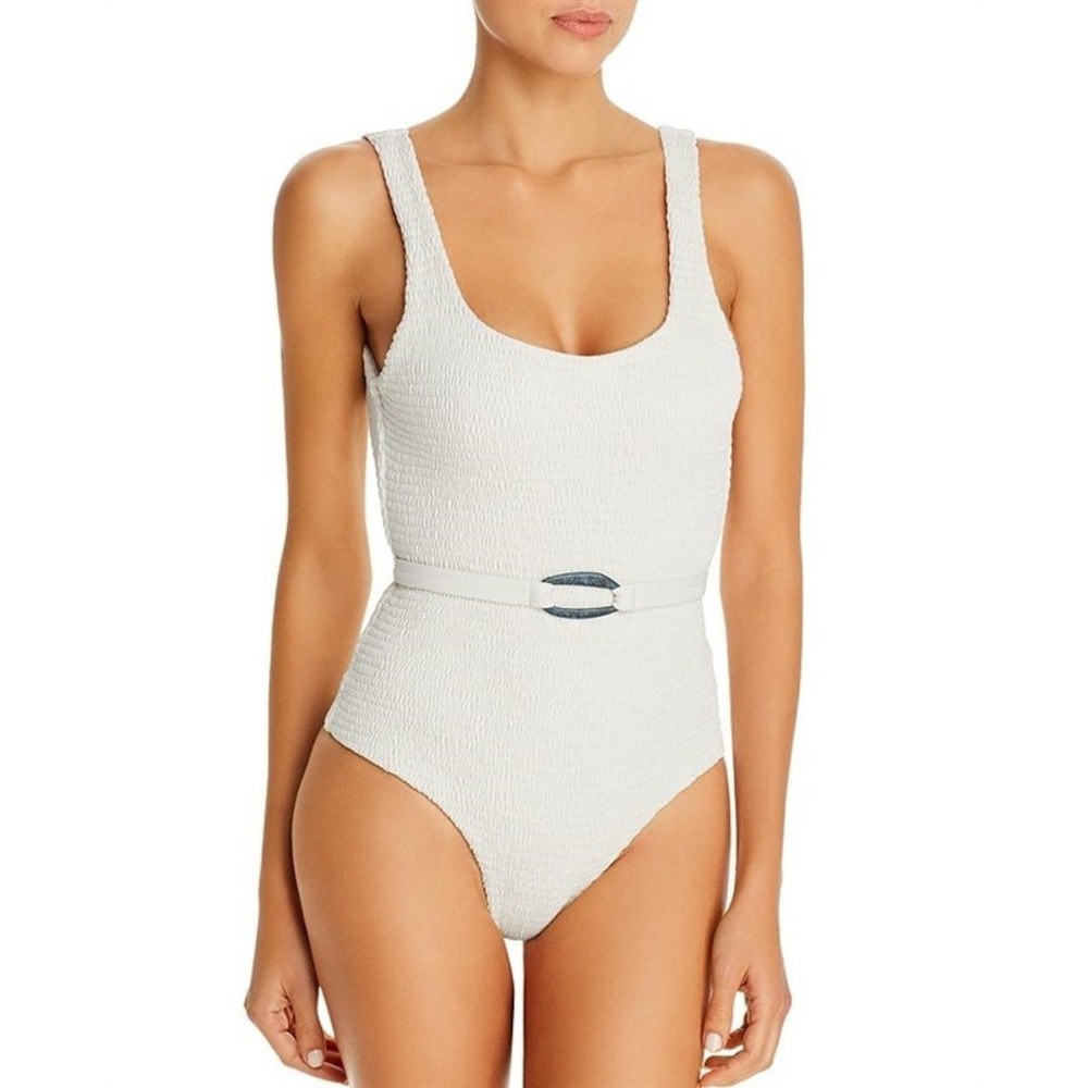 NWT Palm Swimwear L Maya Belted One Piece Swimsuit In Ivory 95854